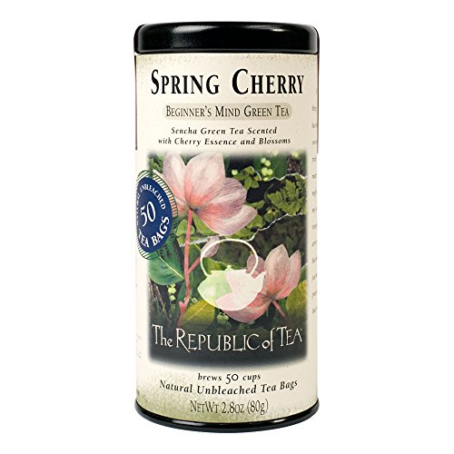 The Republic of Tea Spring Cherry Green Tea, 50 Teebeutel in Metalldose - Grüner Tee mit Kirschblütenaroma von The Republic of Tea