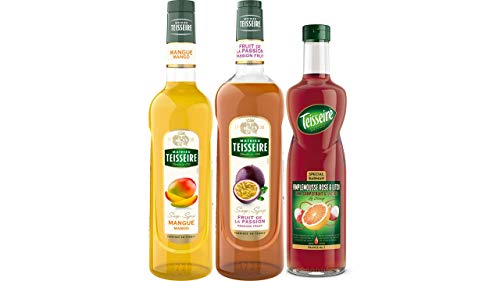 Teisseire Sirup Set Tropical: Sirup Mango + Passionsfrucht + Pink Grapefruit / Litschi - 2 x 700ml + 1 x 1L von Mathieu Teisseire