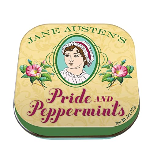 The Unemployed Philosophers Guild Pride and Peppermints Breath Mints – Jane Austen Sugar Free Candy – 1 kleine Neuheit Dose 1,75 x 1,75 – für Gastgeschenke, Geschenktüten, Strumpffüller usw. von The Unemployed Philosophers Guild