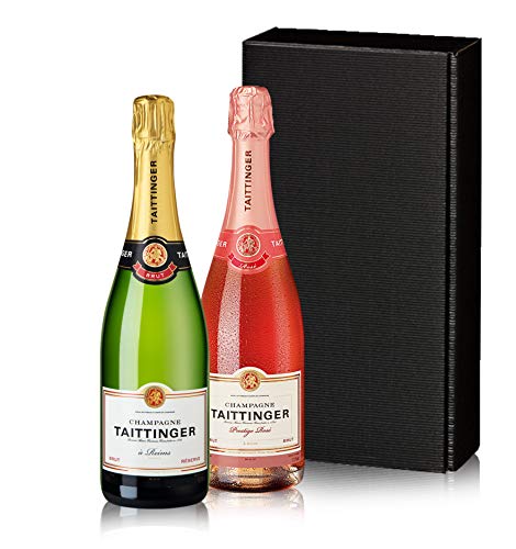 Geschenkset „The Taittinger couple“ mit zwei Flaschen Champagner in einem Geschenkkarton | Taittinger Brut (1x 0,75l) und Taittinger Brut Rosé (1x 0,75l) als Geschenkset von The Wine Guys