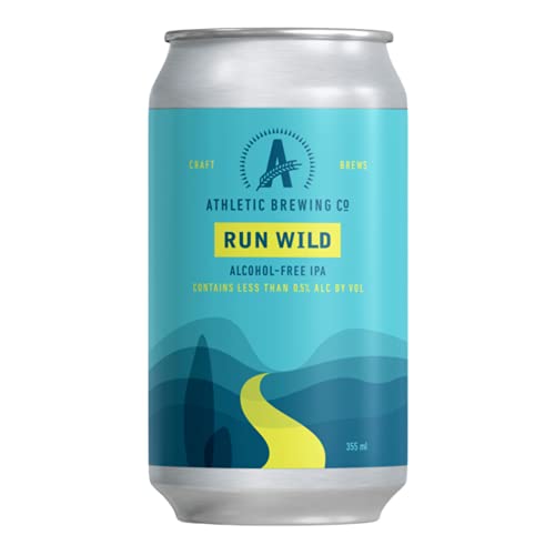 Athletic Brewing Company Craft NA – 12 Packungen à 355 ml Dosen – Run Wild IPA – kalorienarme, preisgekrönte – das ultimative Sessionable IPA Subtle Yet Complex Malt Profil von The alcohol free co