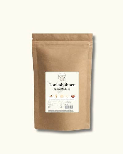 Tonkabohnen, 10 ganze Tonka Bohnen, Topqualität aus Venezuela, Vanille Alternative für die kreative Gourmet Küche, unvergleichliches Aroma, mind. 22 g von Theobroma