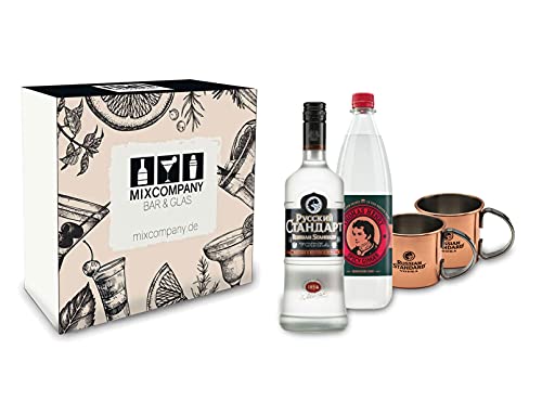 Russian Standard Vodka Geschenk Set -Russian Standard Vodka 0,7l 700ml (40% Vol) + 2 Moscow Mule Becher + Thomas Henry Spicy Ginger 1000ml - Inkl. Pfand MEHRWEG von Thomas Henry-Thomas Henry