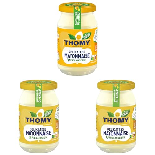 THOMY Delikatess-Mayonnaise 250ml - Glas, 3er Pack (1 x 250ml) von Thomy