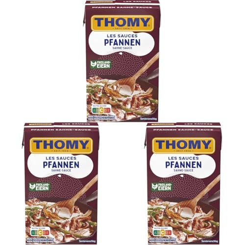 THOMY Les Sauces Pfannen Sahne-Sauce, Vegetarische, 250 ml (für 2,5 Portionen), 3er Pack (1 x 250ml) von Thomy