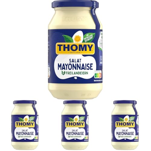 THOMY Salat Mayonnaise, Mayonnaise Salatdressing, Vegetarische, 500 ml Glas, 4er Pack (1 x 500ml) von Thomy