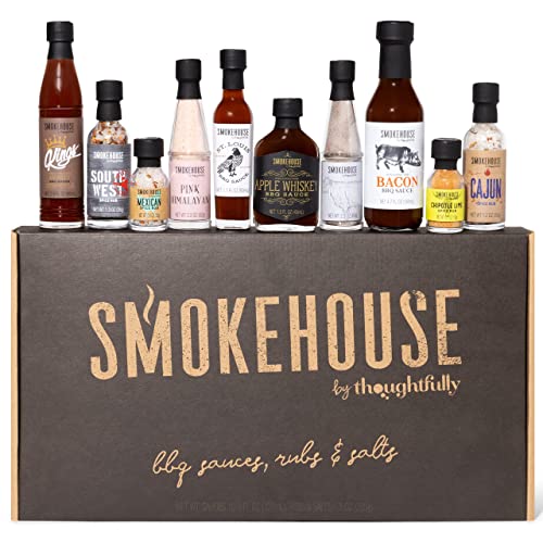 Smokehouse by Thoughfully BBQ Probier-Set - Geschenkbox mit veganen Barbecue Grill-Saucen, Salzen & Trockenmarinaden - 10er Set von Thoughtfully
