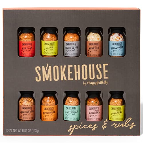 Smokehouse by Thoughfully Gourmet-Grillgewürzset in Mini-Glasflaschen, vegan und vegetarisch, Geschenkset mit verschiedenen Geschmacksrichtungen, 10er-Pack von Thoughtfully