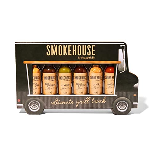 Smokehouse by Thoughtfully - Gourmet Ultimate Grill Truck Geschenkset, lustige Verpackung in Form eines Food Trucks, inklusive BBQ Rubs, BBQ Saucen und scharfen Saucen, 6er-Set von Thoughtfully