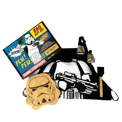 Stormtroopers, Original Stormtrooper BBQ-Geschenkset, mit Stormtrooper-Bambusbrett, Grillschürze, BBQ-Gewürzen und Pinsel von Thoughtfully