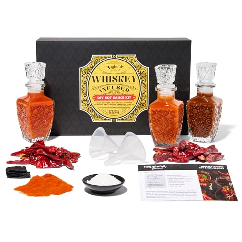 Thoughtfully - DIY Hot Sauce Whiskey Infused Set - Scharfe Soße selber machen - Inkl. Zubehör - Geschenkset für Männer und Frauen von Thoughtfully