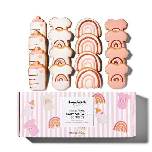 Thoughtfully Handdekorierte Gourmet-Zuckerkekse für Babypartys - für Mädchen als Geschenk oder Dekoration - einzeln verpackt, Satz von 16 Stück von Thoughtfully