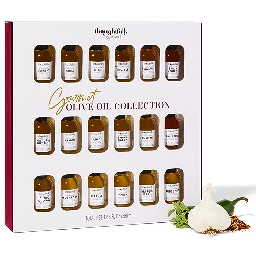 Thoughtfully Olive Oil Probierset - Olivenöl Geschenk-Set mit 18 leckeren Sorten Mini-Olivenöl - 18 x 20 ml von Thoughtfully