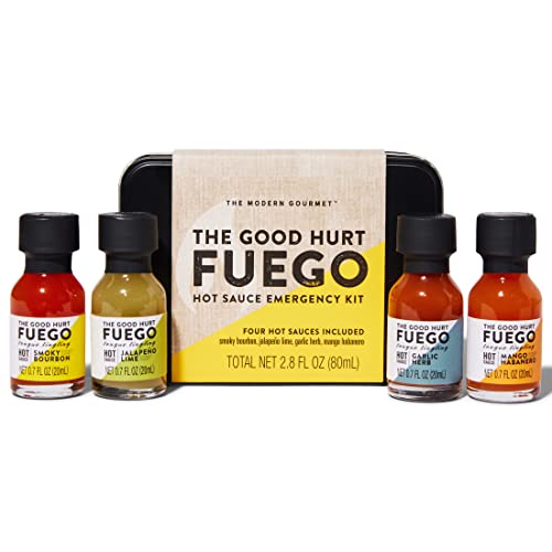 Thoughtfully - The Good Hurt Fuego Hot Sauce Geschenk-Set - Probierset mit 4 scharfen Chili-Saucen in Geschenkbox - 4 x 20 ml von Thoughtfully