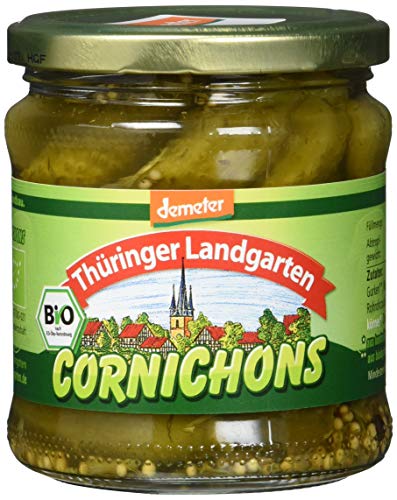 Thüringer Landgarten Cornichons im Glas, demeter, 6er Pack (6 x 370 ml) - Bio von Thüringer Landgarten