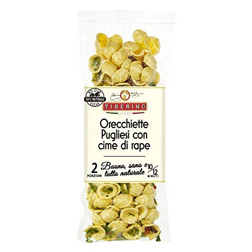 Tiberino Italienische, kochfertige Nudeln Orechiette mit Brokkoli Würzmischung vegan ohne Geschmacksverstärker von Tiberino