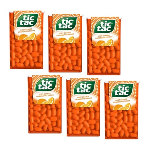 Tic Tac® | Tic Tac Orange | Dragees mit Orangengeschmack | Bonbons mit Orangengeschmack – 6 Karton (6 x 18 g) von Tic Tac