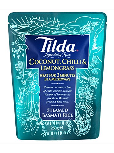 Tilda Coconut, Chilli and Lemongrass Steamed Basmati Rice 250g - Kokosnuss, Chili und Zitronengras Basmati Reis von Tilda