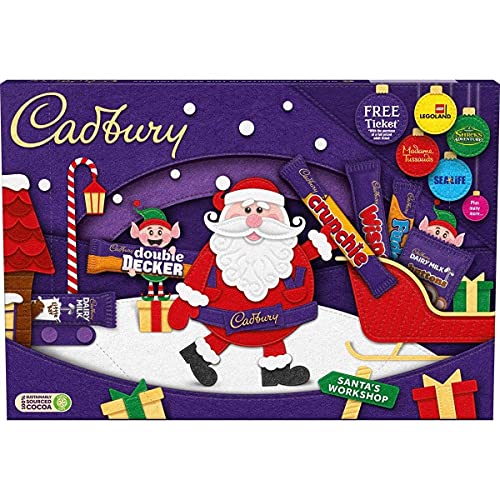 Cadbury Auswahlbox Weihnachtsabend Box Füllstoffe – mittlere Cadbury Auswahlboxen Weihnachten Pralinen für Kinder mit Karte – Strumpffüller Schokolade Geschenk – Auswahlboxen Großpackung von Tilz