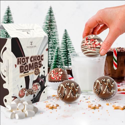 Heiße Schokoladenbomben mit Marshmallow-Innenseite - 6 Pack schmelzende Kakaobomben Geschenkset Schokolade Kugeln einzeln verpackt Weihnachtsstrumpffüller Kinder Weihnachten von Tilz