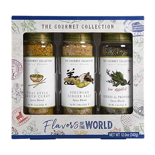 Die Gourmet Collection - Geschenkset mit Gewürzen aus aller Welt, Ingwersalz | Thai Curry Gewürzmischung | Gewürzmischung mit gemischten Kräutern | Salz- und Pfeffergewürz | Zitronenpfeffergewürz von TILZ COLLECTION