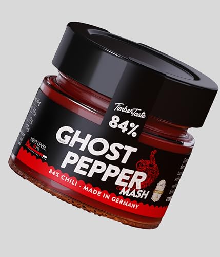 TIMBER TASTE® Premium Chili Sauce Ghost Pepper [100ml] | 84% Pure Bhut Jolokia Chili | Extrem Scharfe Chili Sauce | Feurige Sauce für Grillen & Pizza | Sauce für Chili Liebhaber von Timber Taste