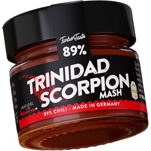 TIMBER TASTE® Premium Chili Sauce Trinidad Scorpion [100ml] - 89% Pure Trinidad Scorpion Chili - Extrem Scharfe Sauce Chili - Gourmet Sauce für Grillen - Feurige Gewürzsauce für Chili Liebhaber von Timber Taste