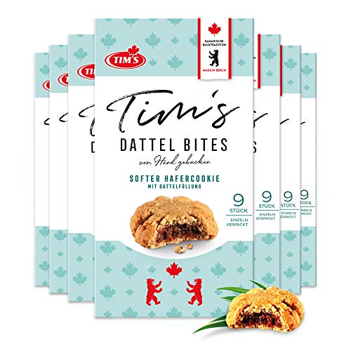 Tim's Original fruchtige Dattel Bites 7x 180 g I Hafer Cookies mit Dattel-Füllung I Einzeln verpackte, saftige Haferkekse I Leckeres Kaffee-Gebäck I Traditionelle kanadische Backwaren Made in Germany von Tims Kanadische Backwaren