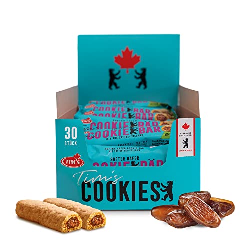 Tims Cookie Bar Dattel 30x 40g Energy Riegel I Veganer Haferflocken-Riegel Zimtgeschmack & 33% Dattel-Füllung I Ballaststoffreicher Energie-Riegel für zwischendurch I Made in Germany von Tim's