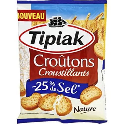 Tipiak knusprige Croutons Natur -25 % Salz - 80 g Beutel von Tipiak