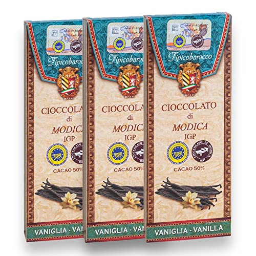 Original Modica Schokolade aus Sizilien verfeinert mit Vanille (3x 100gr) von Tipicobarocco