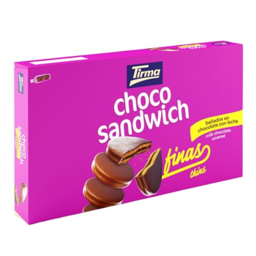 Tirma Choco Dünnes Sandwich mit Milchschokolade – 8 Packungen à 27,25 g (Packung mit 218 g) | Süße Kekse mit Milchschokoladenüberzug | Ideal als Snack für Zwischenmahlzeiten und Snacks von Tirma