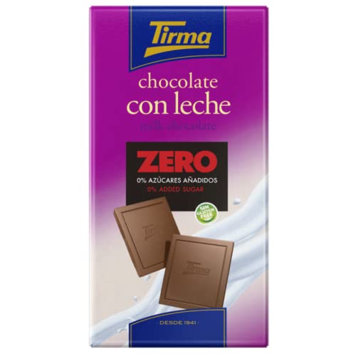 Tirma Zero Vollmilchschokoriegel ohne Zuckerzusätze 125g | Glutenfrei | Vegetarisch| Gesunde Alternative | Spanische Schokolade| Geeignet für Diabetiker von Tirma
