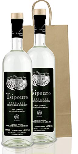 Premium Tsipouro 2x 700ml aus Griechenland | ohne Anis | MILD | ohne Zucker | Naturbelassen | Geschenk | 2x 700ml Glas Flaschen von Tirnavou