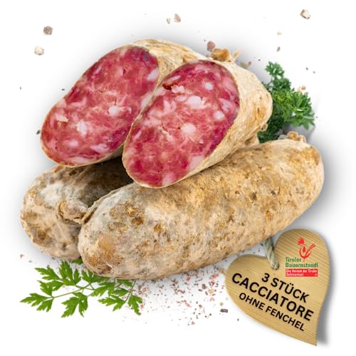 Tiroler Bauernstandl - Salami am Stück - Italienische Salami Schinken Wurst [ 3 Stück ] Italienische Spezialitäten Wurstpaket Fleisch & Wurstwaren Südtiroler Salami Stick von Tiroler Bauernstandl