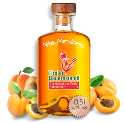 Tiroler Bauernstandl - Alte Marille [ 0,5 l ] 40% Vol. Holzfass Obstler Schnaps Angebot Spirituosen Geschenke für Frauen Geschenke für Männer Alkohol Geschenke Likör Geburtstagsgeschenk für Männer von Tiroler Bauernstandl