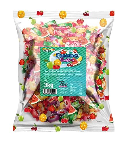 Capico Kaubonbons Fruchtmix 3Kg Apfel, Kirsche, Erdbeere, Orange, Zitrone, Himbeere, Wassermelone von Tise Süsswaren