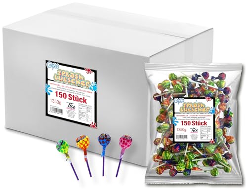 Capico Splash Lutscher Karton, Großpackung Lollies für Karneval/Fasching als Wurfmaterial oder Giveaway (8x1350g) von Tise Süsswaren