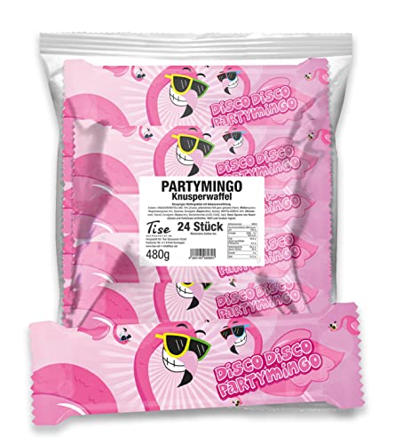 PARTYMINGO Flamingo Waffelriegel mit Kakaocremefüllung (24Stk./480g) von Tise Süsswaren