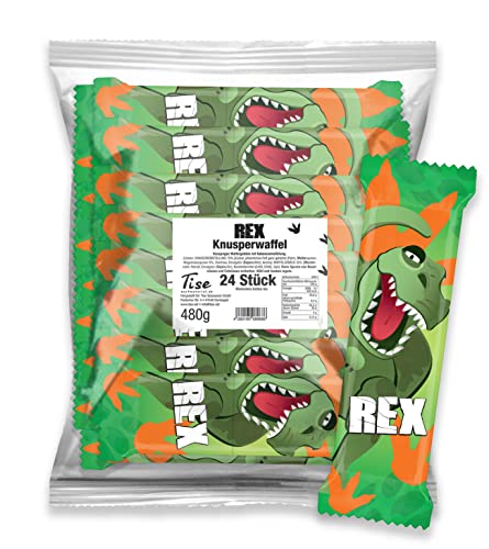 REX Dinosaurier Waffelriegel mit Kakaocremefüllung (24Stk./480g) von Tise Süsswaren