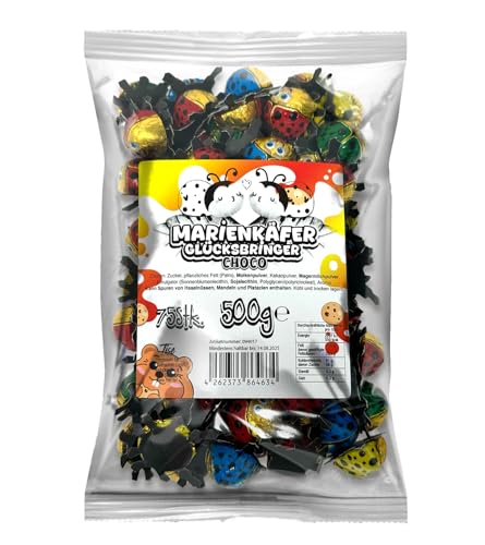 Tise Choco Marienkäfer Glücksbringer 75 Stück (500g) Wurfmaterial für Karneval und Fasching von Tise Süsswaren