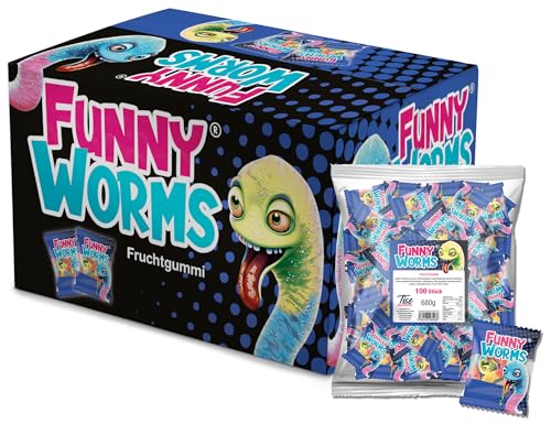 Tise Süsswaren Funny Worms Fruchtgummi Karton - Wurfmaterial Karneval Fasching Geburtstage Events Veranstaltungen Partys Giveaway Kindergeburtstag Hochzeit (8x680gramm) von Tise Süsswaren