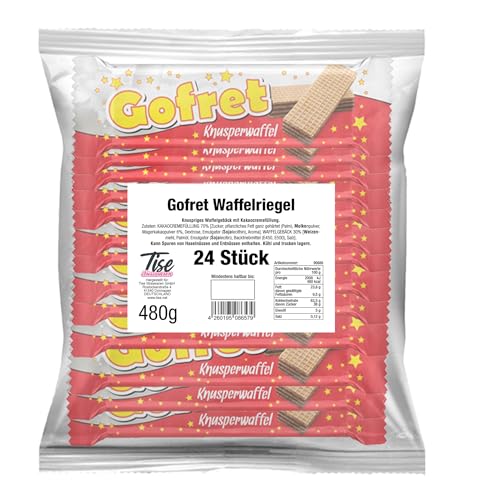 Tise Süsswaren Gofret Waffelriegel mit Kakaocremefüllung (24Stk./480g) von Tise Süsswaren