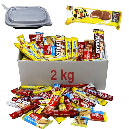 Waffel-Snack-Box mit Nestle, Kitkat, Nesquik usw. über 60 Teile (ca. 2 kg) + Gratis Aufbewahrungsbox von Tise Süsswaren