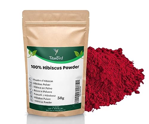 50 g Hibiskusblütenpulver | 100 % natürlich, hochwertige Qualität von TitanBird