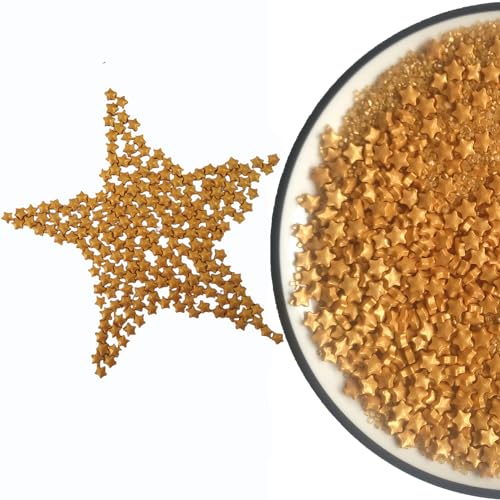 Essbarer Goldener Zucker Stern Streusel Galaxis | Dessertstreusel | Kuchen-Cupcake-Topper | Cookie-Dekorationen | Zuckerstreusel für Hochzeiten, Kunstprojekte und tägliche Kuchendekorationen von Tmade