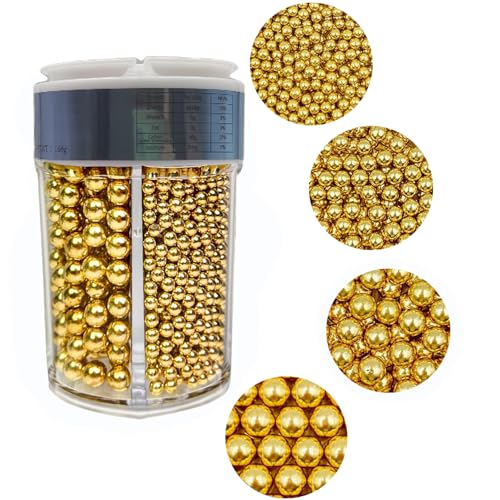 Tortendeko 160g Super Goldene perle Zucker streusel Gold Perlen Tortenaufsätze Zuckerstreusel für Hochzeiten und tägliche Kuchen Dekoration Geburtstagskuchen von Tmade