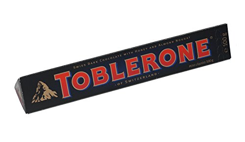 Toblerone dunkle Schokolade 5 x 100g, Feine Schweizer Zartbitterschokolade mit Honig- und Mandelnougat von Toblerone