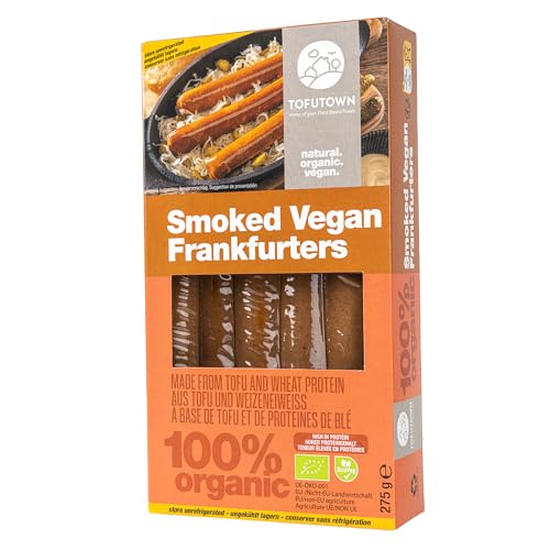 TofuTown Bio Smoked Vegan Frankfurters (6x275g) | Natürliche & Regionale Herstellung | Hoher Proteinanteil & Leckeren Geschmack, Vegan | Ohne Künstliche Zusatzstoffe | Ideal als Fleischersatz von TofuTown