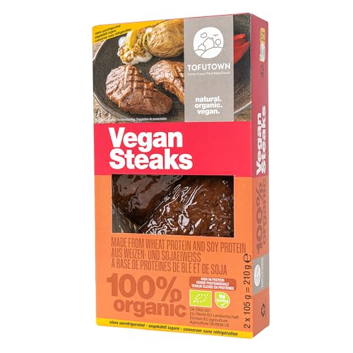 TofuTown Bio Vegan Steak (6x210g) | Natürliche & Regionale Herstellung | Hoher Proteinanteil & Leckeren Geschmack, Vegan | Ohne Künstliche Zusatzstoffe | Ideal als Fleischersatz von TofuTown